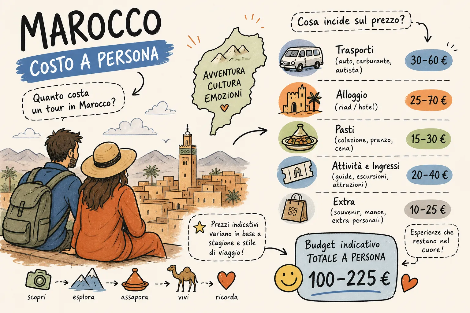 Prezzo tour Marocco a persona: la guida ai costi 2026