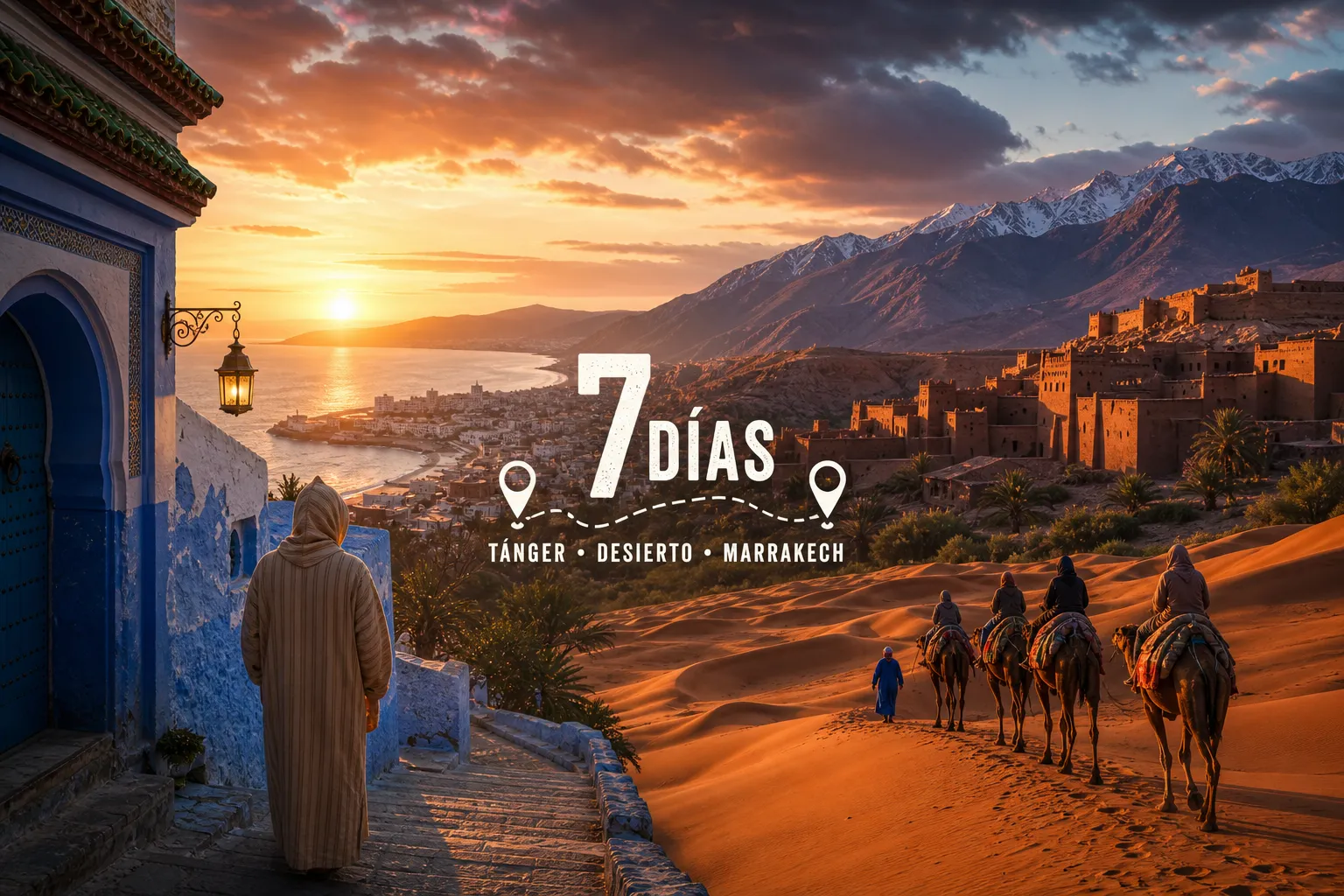 Tour de 7 días desde Tánger al desierto y Marrakech